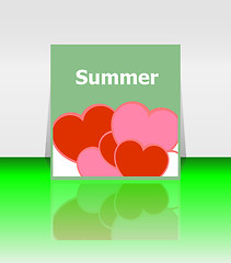 Image showing Grungy summer poster with love heart set. I love summer concept