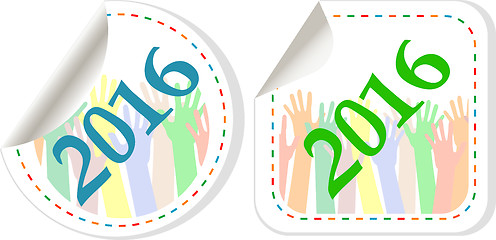 Image showing new year 2016 icon set. new years symbol original modern design for web and mobile app on white background