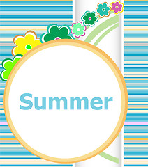 Image showing Beautiful summer floral invitation card. summer holiday, flowers and abstract lines set