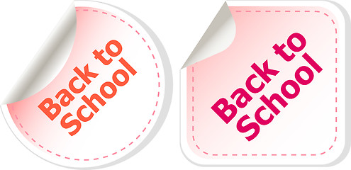 Image showing Back to school text on label tag stickers set isolated on white
