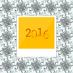 Image showing 2016 in polaroid instant photo frames on abstract background