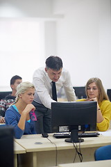 Image showing students with teacher  in computer lab classrom