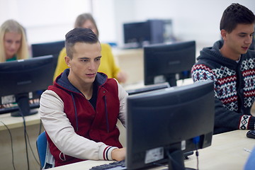 Image showing students group in computer lab classroom