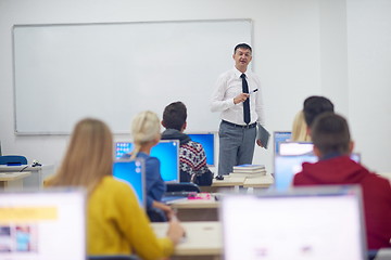 Image showing students with teacher  in computer lab classrom