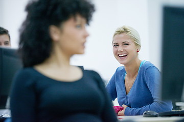 Image showing students group in computer lab classroom