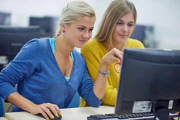 Image showing students group in computer lab classroom