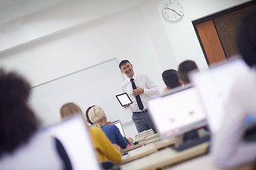 Image showing students with teacher  in computer lab classrom