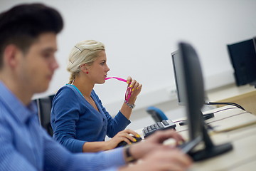 Image showing students group in computer lab classroom