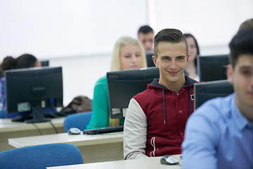 Image showing students group in computer lab classroom