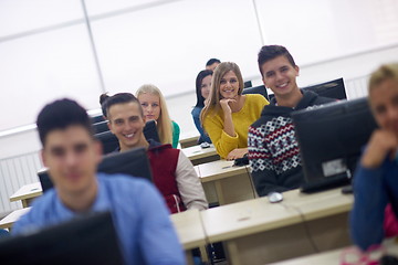 Image showing students group in computer lab classroom