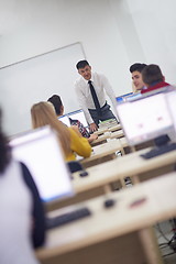 Image showing students with teacher  in computer lab classrom