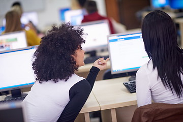 Image showing students group in computer lab classroom