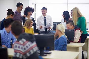 Image showing students with teacher  in computer lab classrom