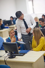 Image showing students with teacher  in computer lab classrom