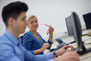 Image showing students group in computer lab classroom