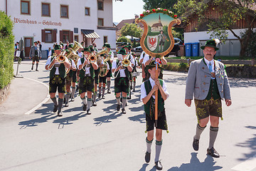 Image showing Hausham / Germany / Bayern-09th August: Brass band Agatharied