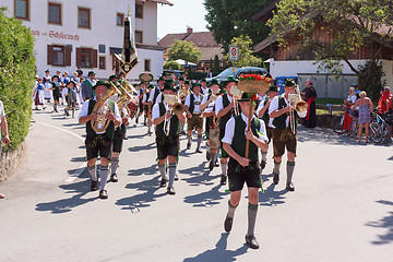 Image showing Hausham / Germany / Bavaria-09th August: brass band Elbach