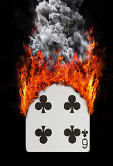 Image showing Playing card with fire and smoke