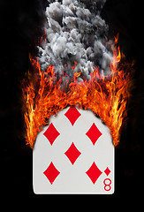 Image showing Playing card with fire and smoke