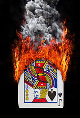 Image showing Playing card with fire and smoke