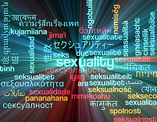 Image showing Sexuality multilanguage wordcloud background concept glowing