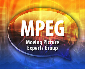 Image showing MPEG acronym definition speech bubble illustration