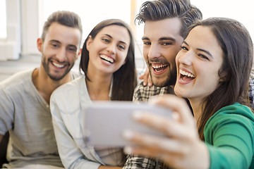 Image showing A selfie with friends