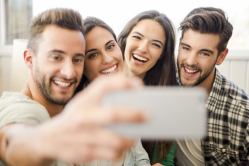 Image showing A selfie with friends