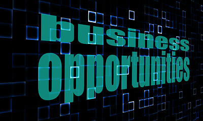 Image showing Pixelated words business opportunities on digital background