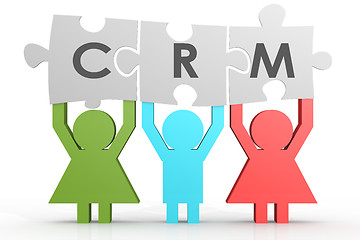 Image showing CRM - Customer Relationship Management puzzle in a line