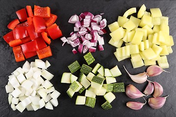 Image showing Diced vegetables.