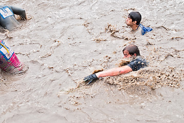 Image showing Sportsmen swim in extrim race. Steel Character