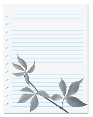 Image showing Exercise book with black-white virginia creeper leaf