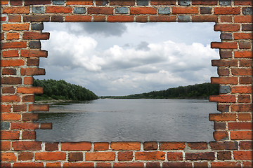 Image showing Wall from the red brick