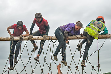 Image showing Team storms net wall in extrim race. Tyumen.Russia