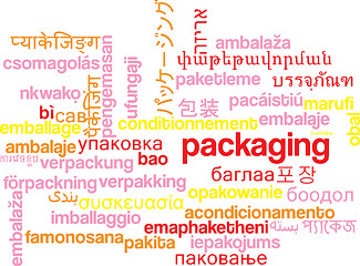 Image showing Packaging multilanguage wordcloud background concept