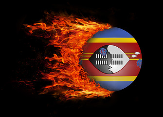 Image showing Flag with a trail of fire - Swaziland