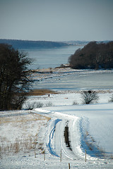 Image showing Icy road and frozen sea