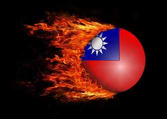 Image showing Flag with a trail of fire - Taiwan