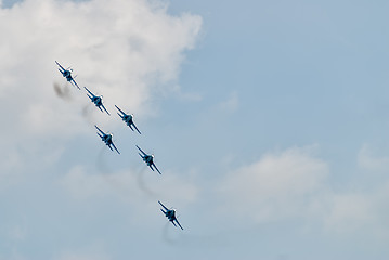 Image showing Team work of russian fighters SU-27 knights