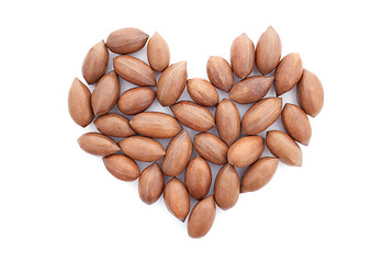 Image showing Pecan nuts in a heart shape