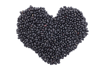 Image showing Black turtle beans in a heart shape