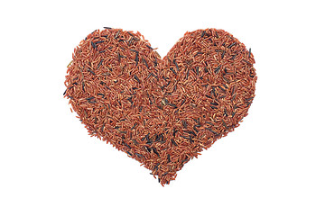 Image showing Red camargue rice in a heart shape