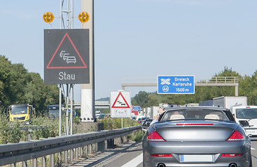 Image showing freeway with traffic jam