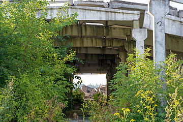 Image showing Ruins of the old concrete agricultural buildings (farm).