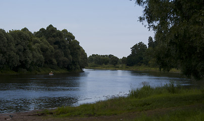 Image showing river in summer with boaters