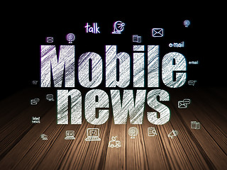 Image showing News concept: Mobile News in grunge dark room