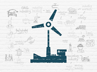 Image showing Manufacuring concept: Windmill on wall background