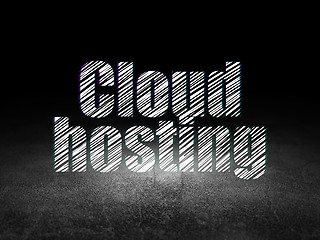 Image showing Cloud technology concept: Cloud Hosting in grunge dark room