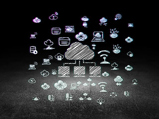 Image showing Cloud technology concept: Cloud Network in grunge dark room